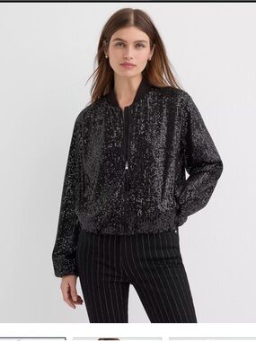 NWT, LOFT Black Sequin Bomber Jacket!